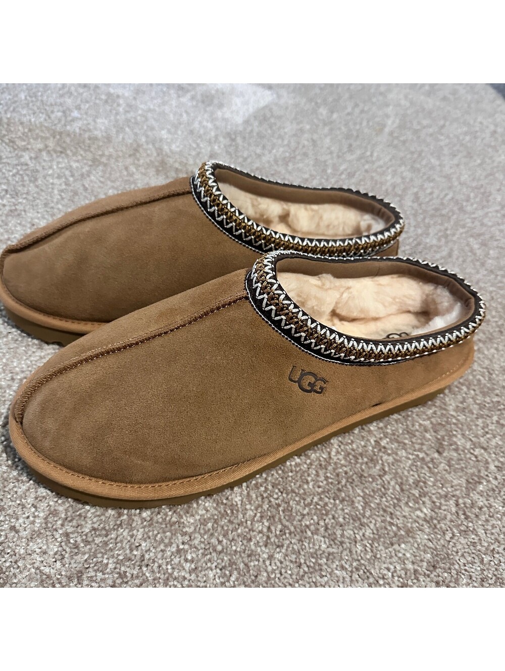 NEW UGG Men's Brown Suede Shearling Slip-On Slippers Size 11